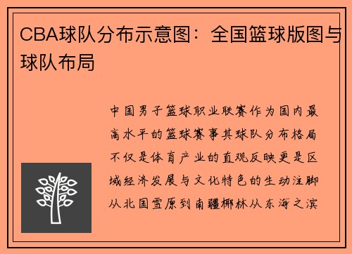 CBA球队分布示意图：全国篮球版图与球队布局