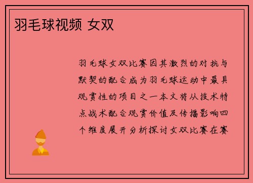 羽毛球视频 女双